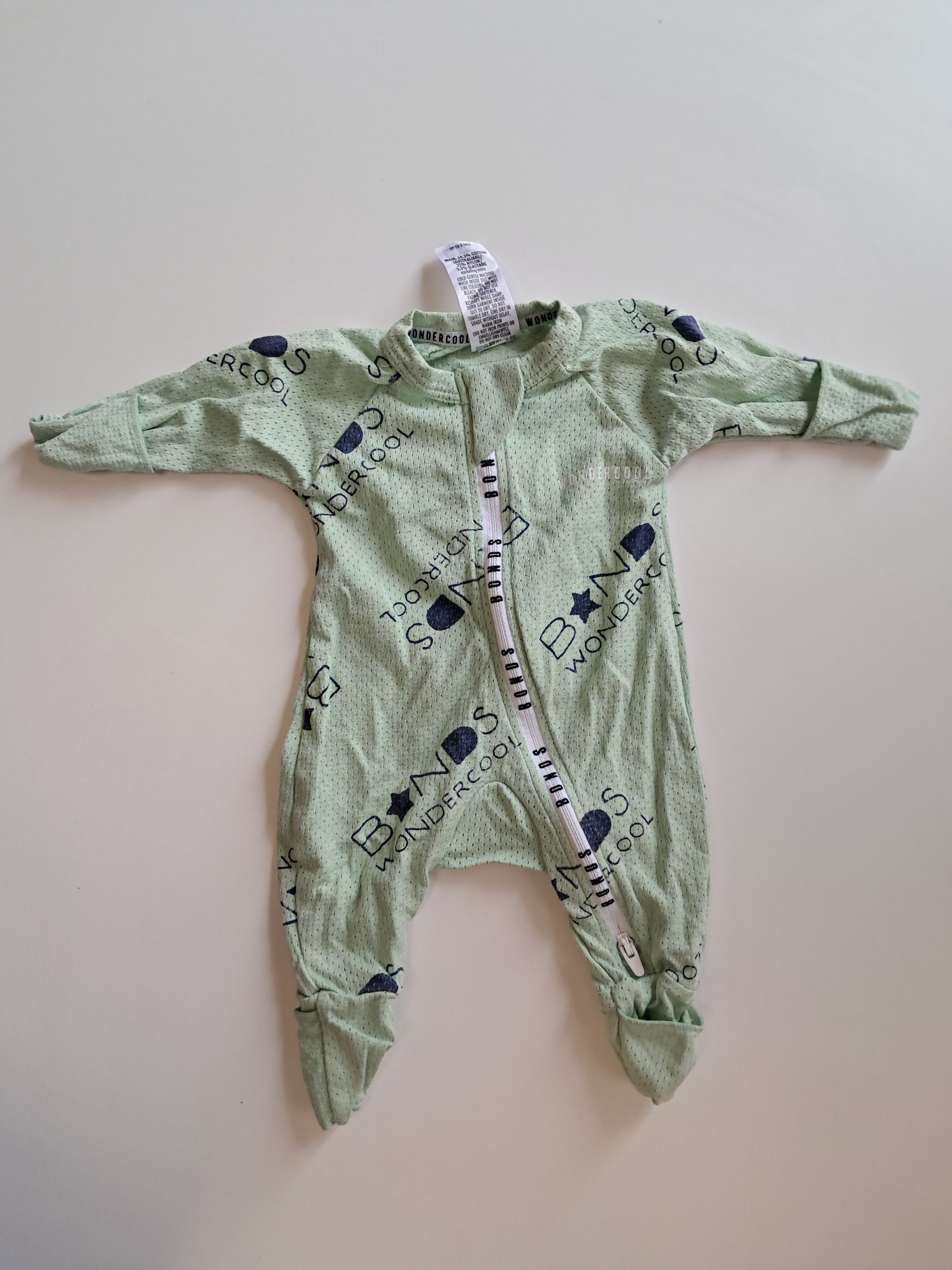 Bonds Wondercool бебешки гащеризон – newborn – светлозелен новородени