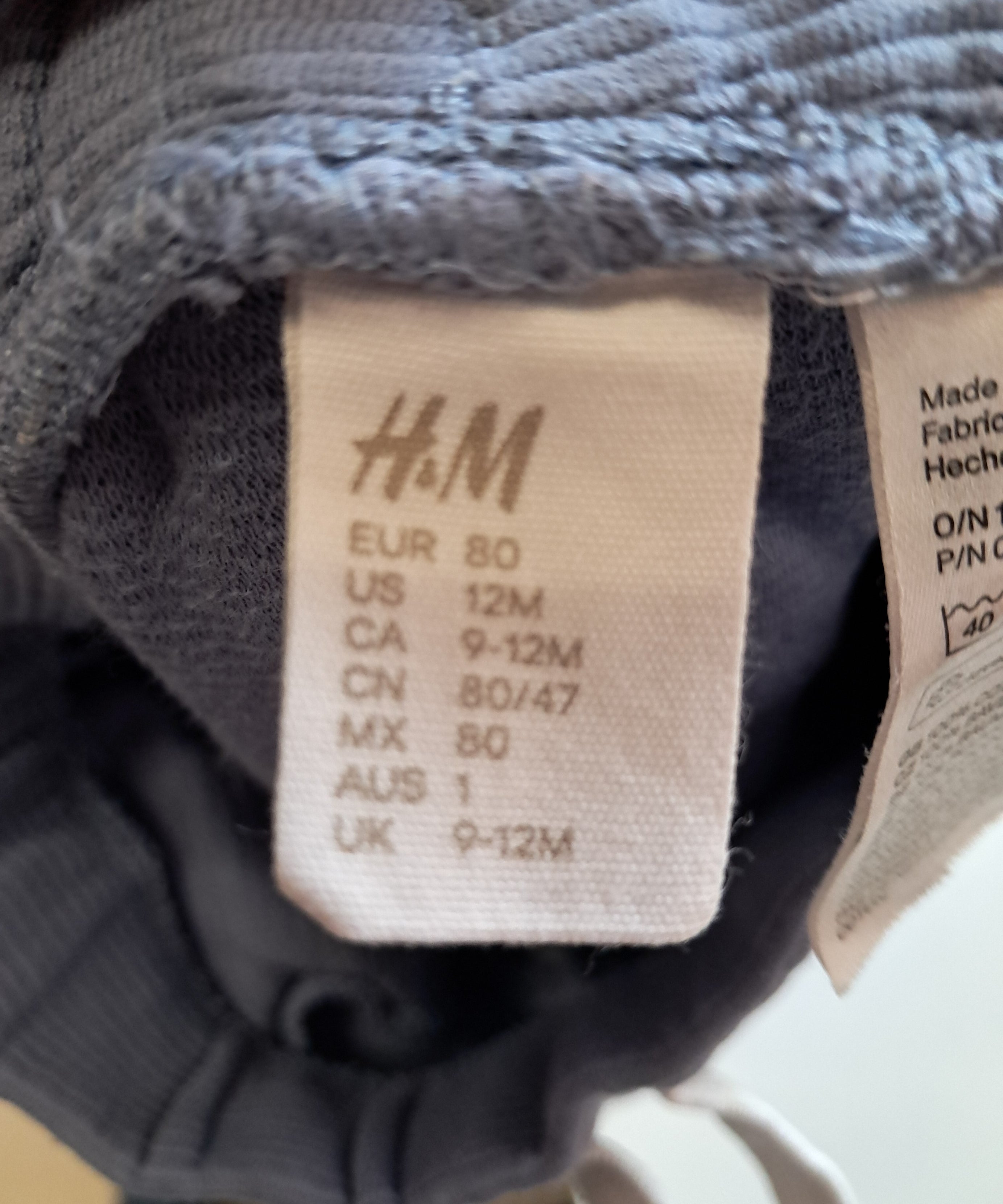 H&M бебешки рипсени панталонки – светлосини – 9-12 месеца