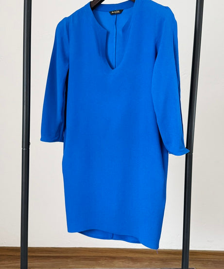 Massimo Dutti елегантна синя рокля с 3/4 ръкав – размер XS (34)