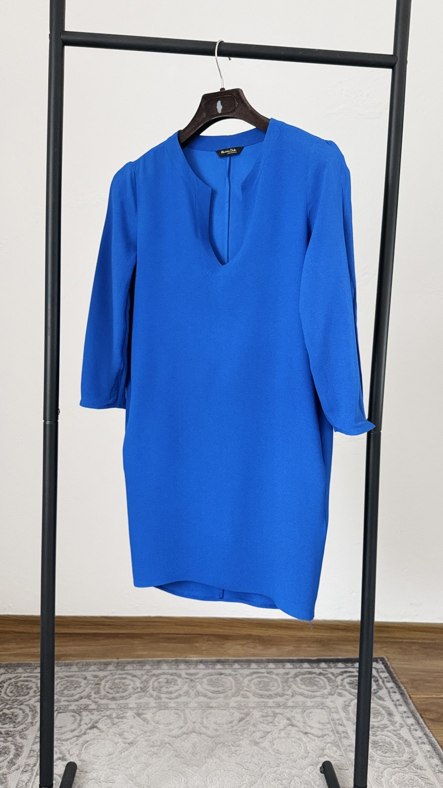 Massimo Dutti елегантна синя рокля с 3/4 ръкав – размер XS (34)