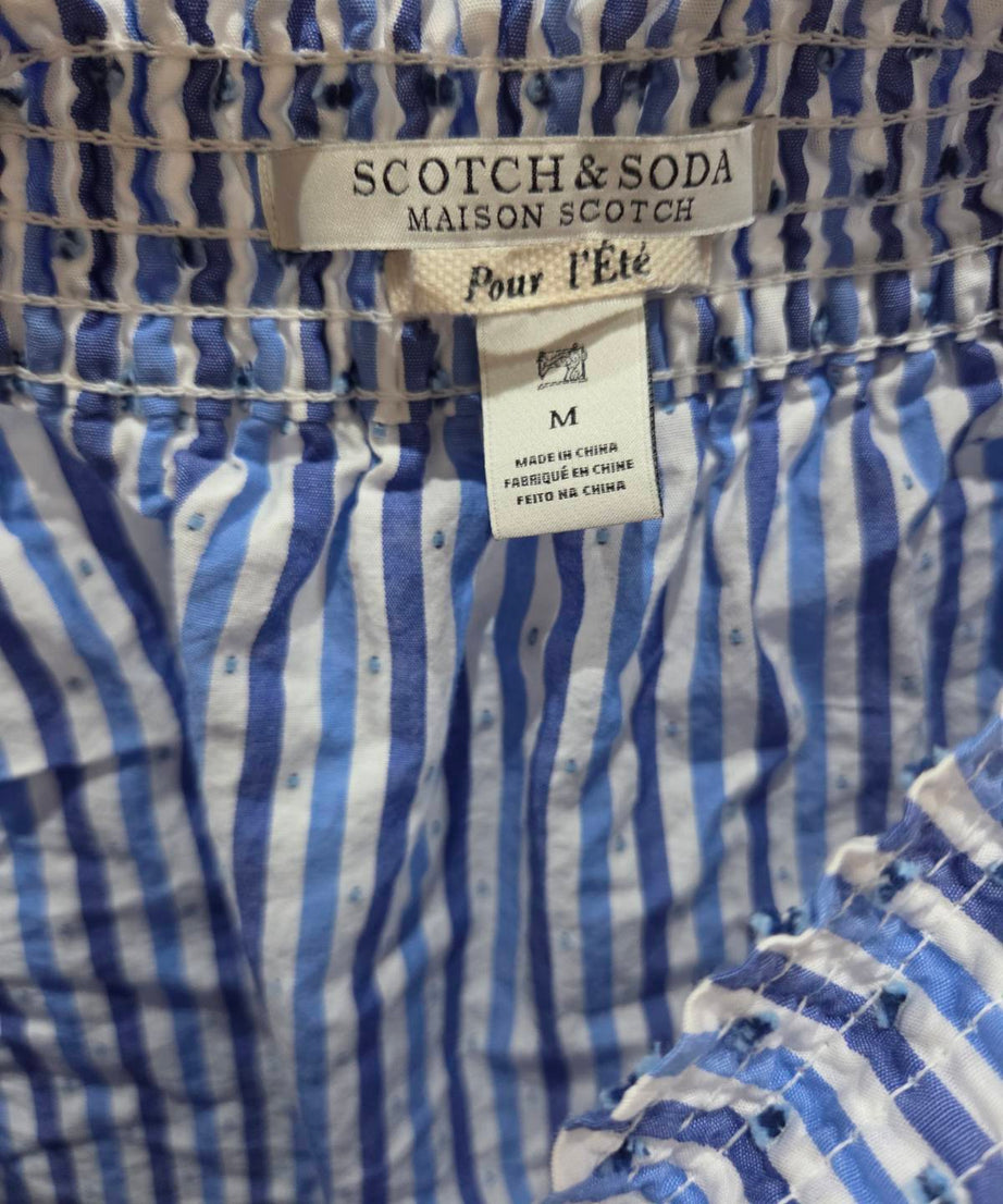 Scotch & Soda дамска блуза с паднали рамене – синьо райе – размер M